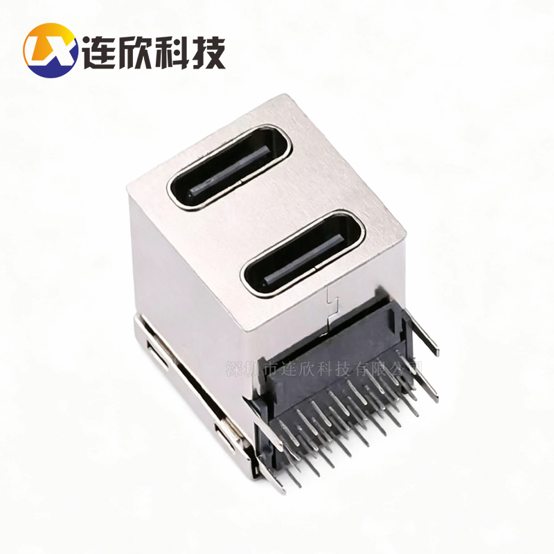 TYPE C 16P+16P卧插双层母座 XUBF-0336-16B04