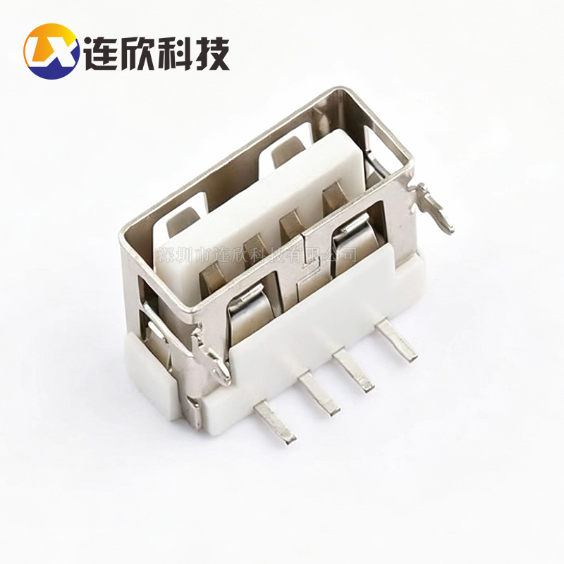 USB 2.0 AF 10.0-6.3H 前二脚插板式无边白胶 XUBF-012-0311