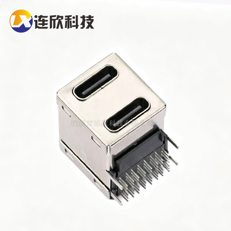 双层USB C TYPE 24PIN+24PIN 母座卧式插板式 XUBF-0336-24B02