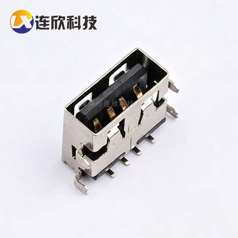 沉板式USB 2.0AF H1.9MM 插板式无边  XUDF-0411-0220