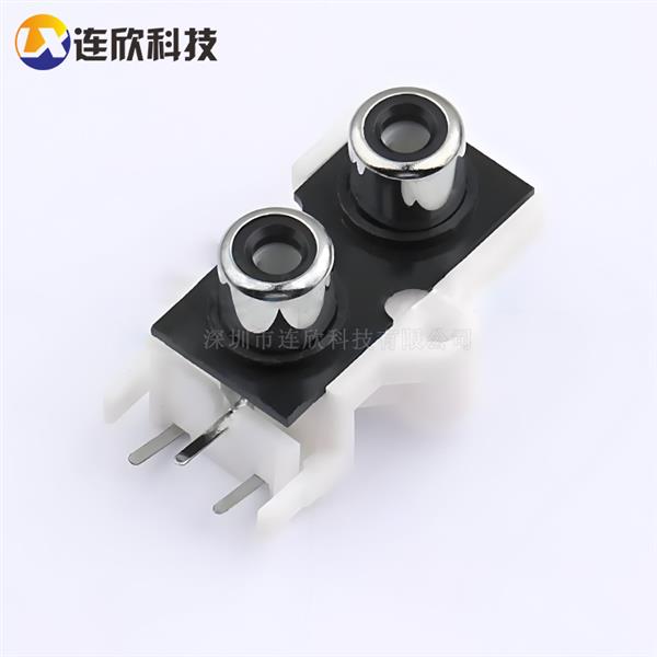 RCA/AV音频座子 1*2双层插板莲花插座 黑色 XDJK-0271-1650