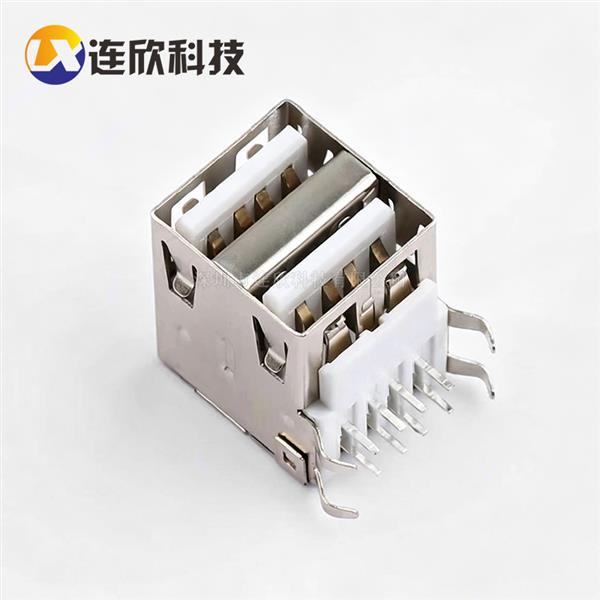 双层 USB 2.0AF 90度插板式无卷边 XDUF-0421-10