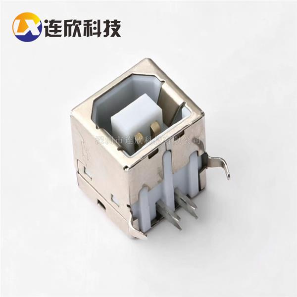 打印机专用款USB 2.0BF 90度卧式插板式白色  XUBF-0214-0105A
