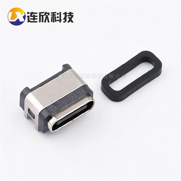 IP-X7/8级防水Type-C 6P板上贴板母座+防水圈  XUBF-0331-0679